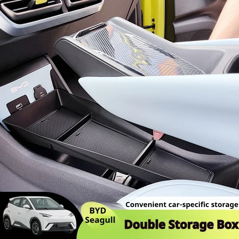 For BYD Seagull Water Cup Holder Wireless charging anti-slip mat under-center storage box Armrest panel Car Interior Accessories