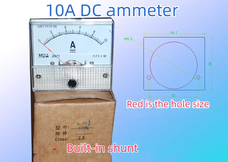 2pcs 10A DC Ammeter Pointer Type Ammeter Generator belakang tahap empat silikon belakang tahap daya tinggi Output seri menggunakan