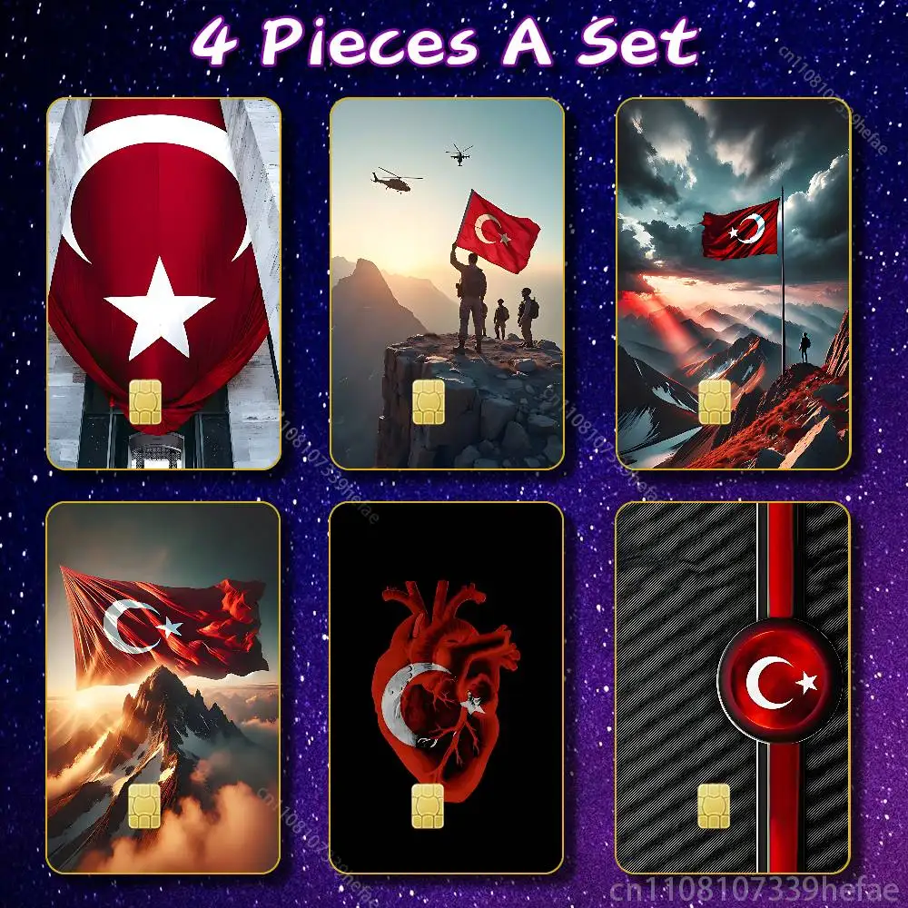

Cool Flag Art Turkish Sticker Skin For Credit Bank Campus Bus Card Cover Self-adhesive Decoration