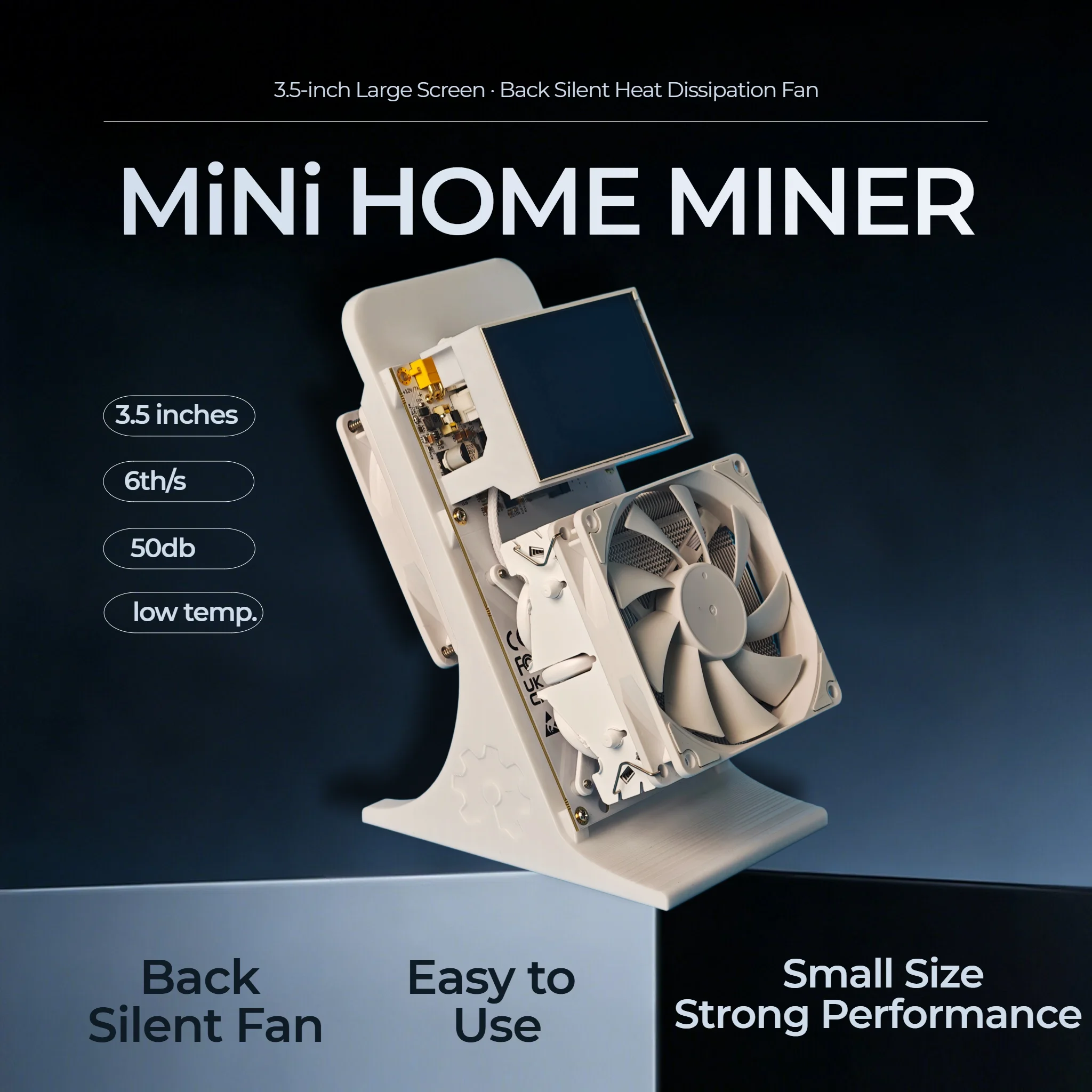 

YYSLuping Mini Home Miner 3.5-inch Big Screen High Hashrate Low Noise Crypto ASIC Mining Machine with Back Fan Equipped