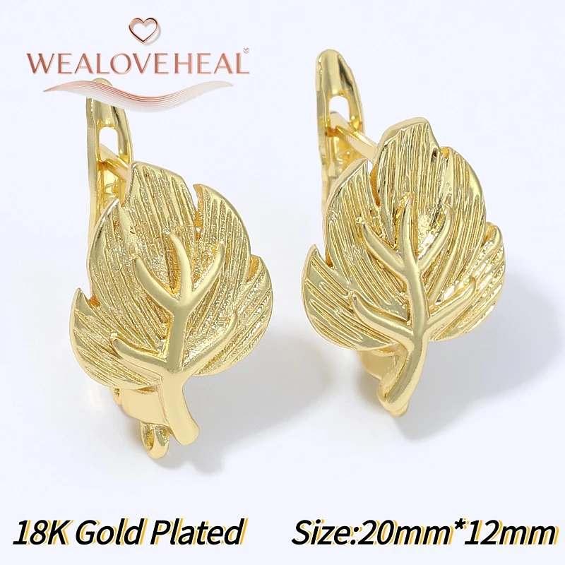 schmuckherstellung zubehör, 18K vergoldete Messing-Blatt-Ohrringhaken, Vintage strukturierte Pflanzen-Ohrhaken für DIY-Ohrhänger-Bastelzubehör – Detail 21