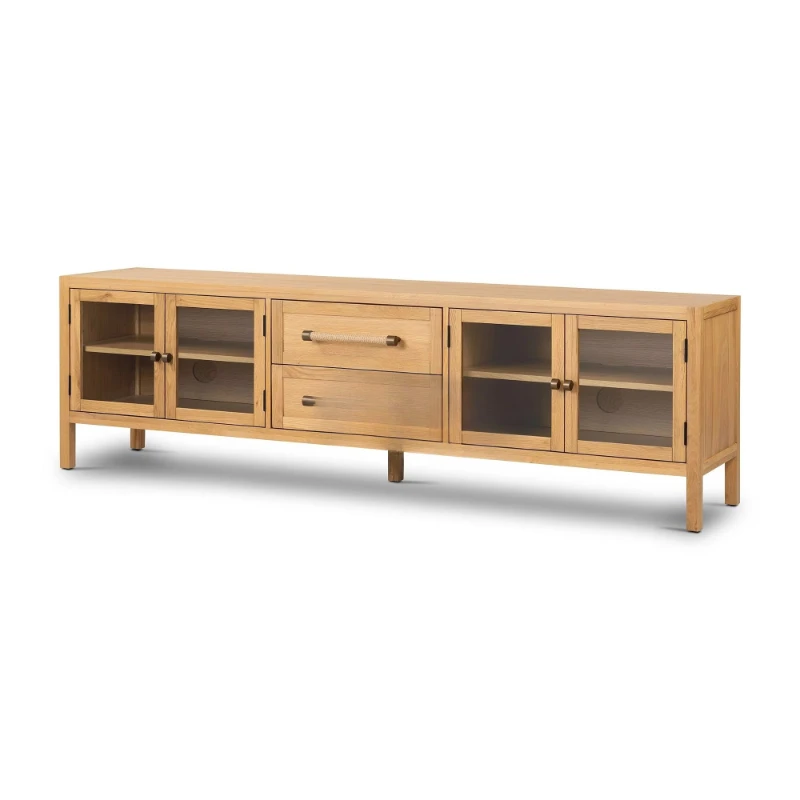 Modern wooden furniture Kitchen Living room Oak glass cabinet Doors Console with drawers Table