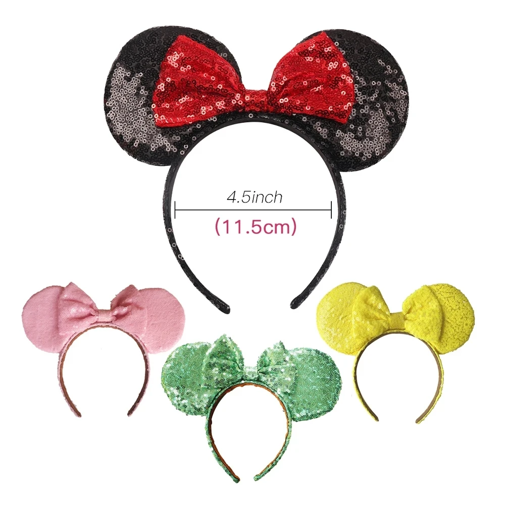 Hairs Bows Minnie Mouse Ears Headband Festival DIY Accessories Hairband Christmas Sequin Hair Bows for girls women gift