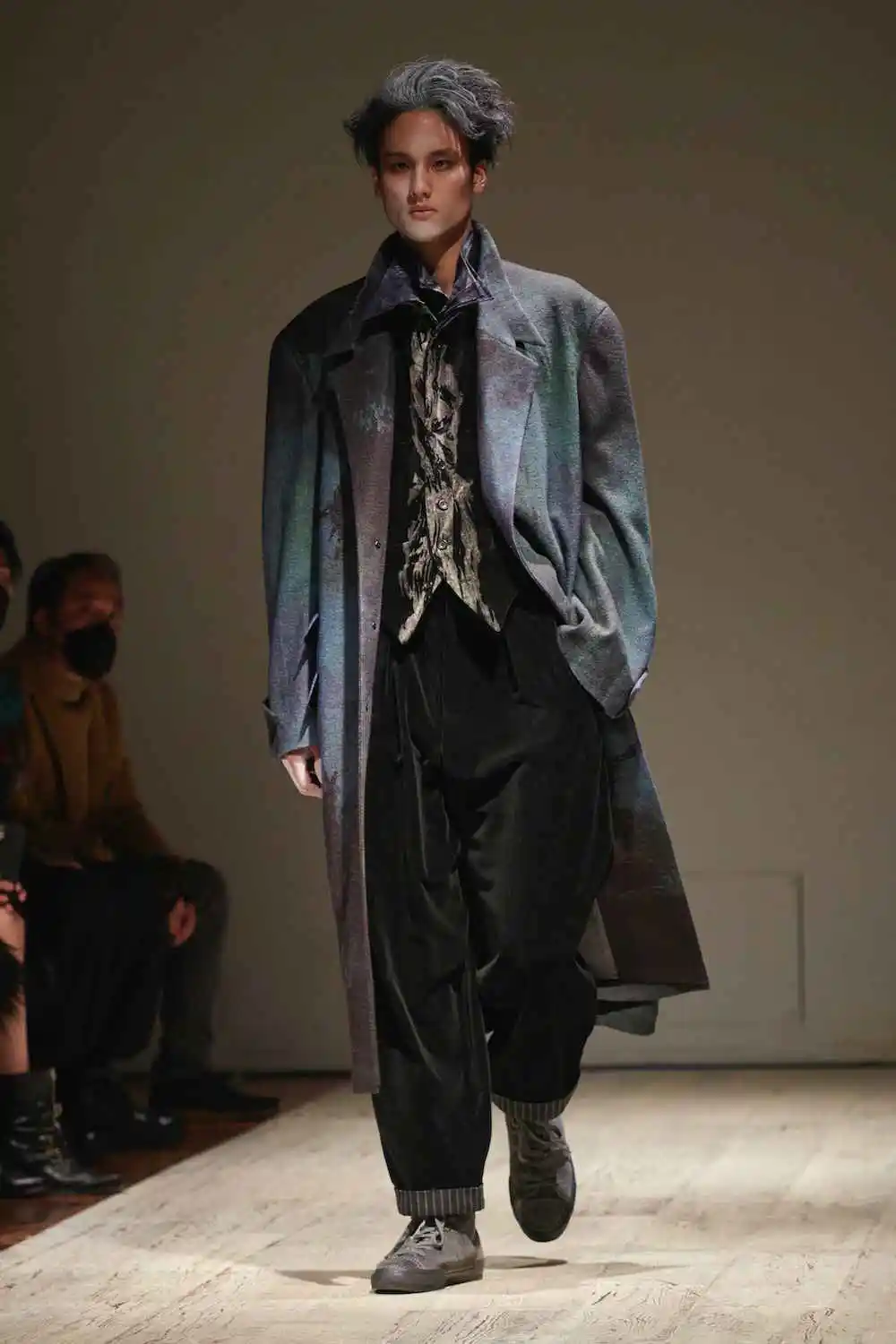 35/5000 TOP-YAMAMOTO Japanese Mid-Length Woolen Overcoat, Men's Trendy Brand, Loose-Fitting Suit Collar