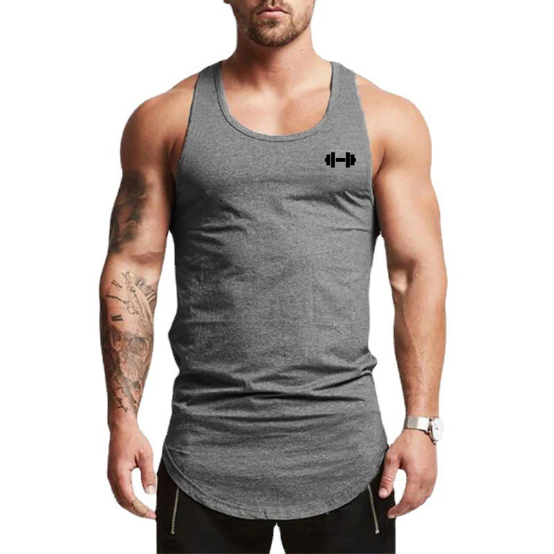 

Gym Workout Sport Clothing barbell Mens Bodybuilding Fitness Tank Tops Summer Cotton Breathable Sleeveless Casual Hip Hop Vests