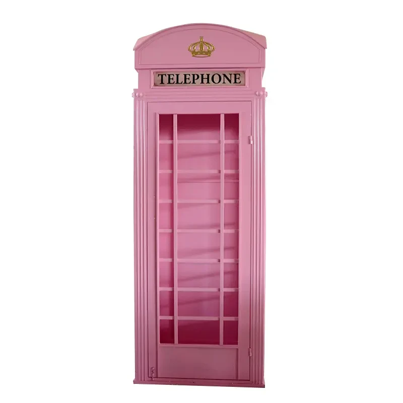 2024 Hot Sale British Style Pink London Telephone Booth Model Outdoor Decoration Medal for Craft Application