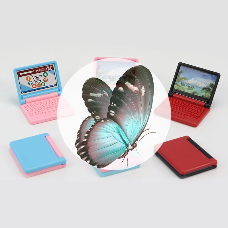 Miniature Cartoon Simulation Laptop Mini Model Toy Doll House Home Scene Decoration Props