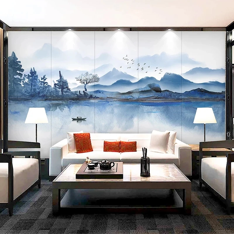 Custom Photo Mural Chinese Style Ink Landscape Study Wallpaper Living room TV background wall bedroom restaurant 8d wall fabric