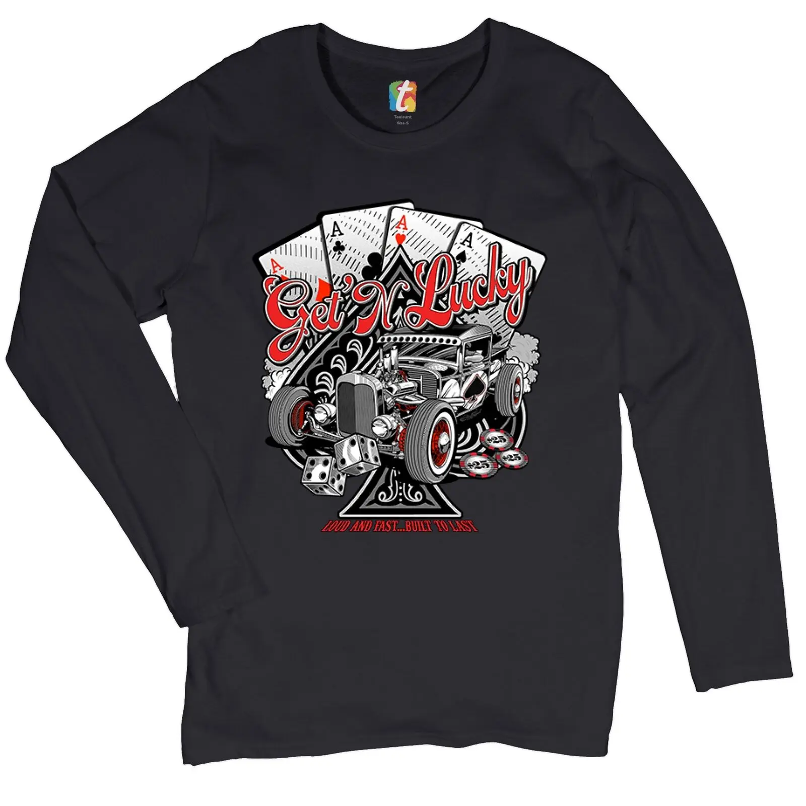 

Get'N Lucky Hot Rod Women's Long Sleeve T-shirt Ace of Spades Vintage Racing