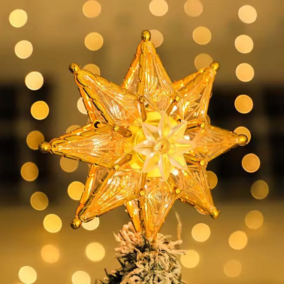Estrella de Navidad para la Punta del Árbol, Pentagrama LED, Luz Brillante, Adorno Navideño, Decoración de Año Nuevo, Estrella de Anís, Navidad 2026