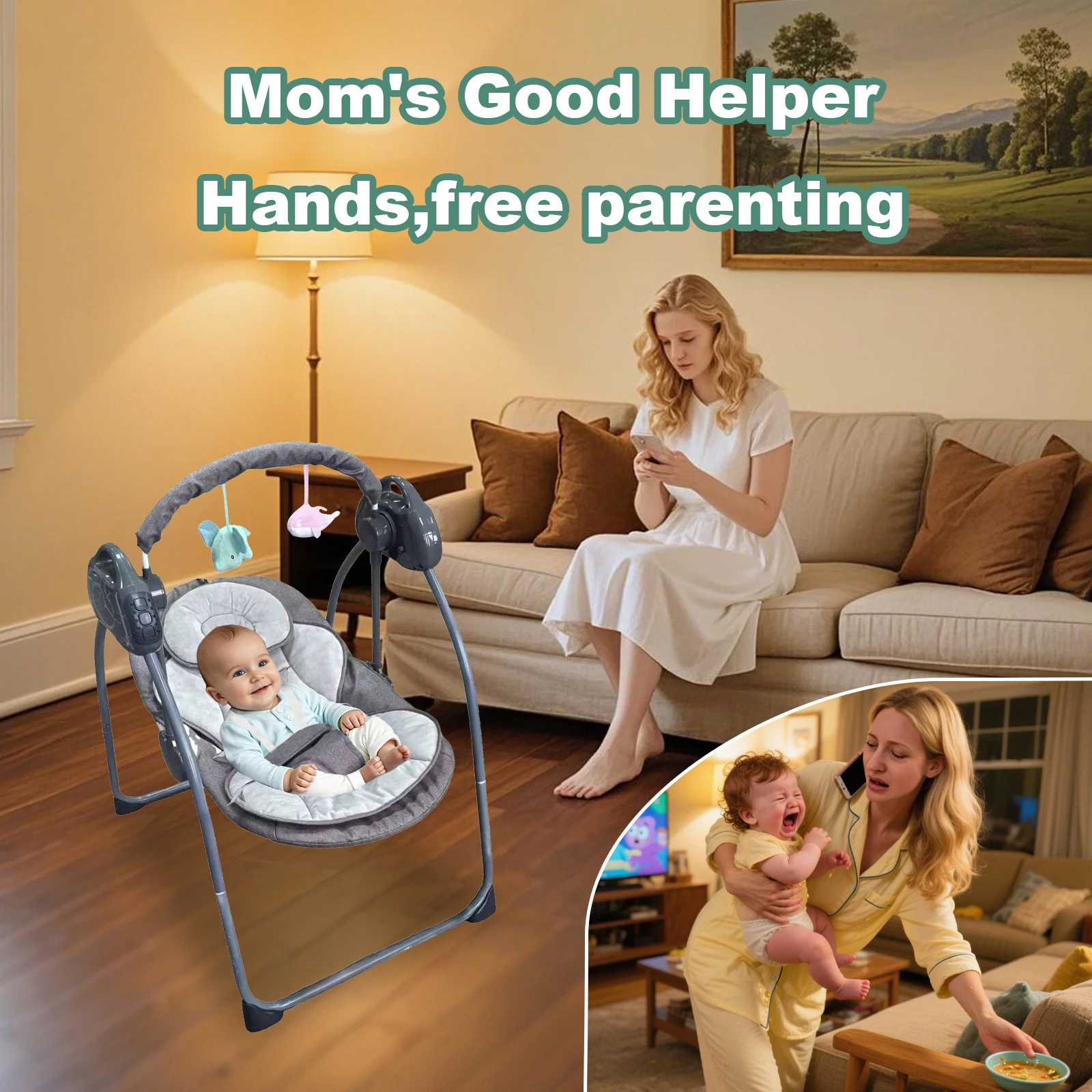 Foldable Smart Electric Baby Cradle MP3 Music Sleeping Bed Bluetooth Remote Control Rocking Chair Babies Nest With Mosquito Net