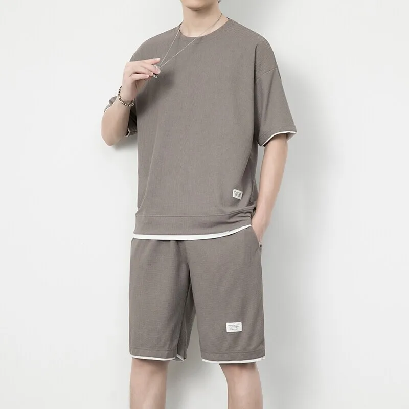 

2025 Summer Men Joggers Sets Men Casual T-Shirt + Shorts Set Mens Sports Suit Fashion Male Short Sleeve Tracksuit S-3Xl