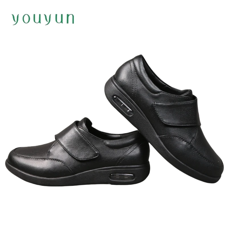 Fashionable black men's leather shoes middle-aged and elderly casual warm leather shoes soft leather soft soled casual shoes