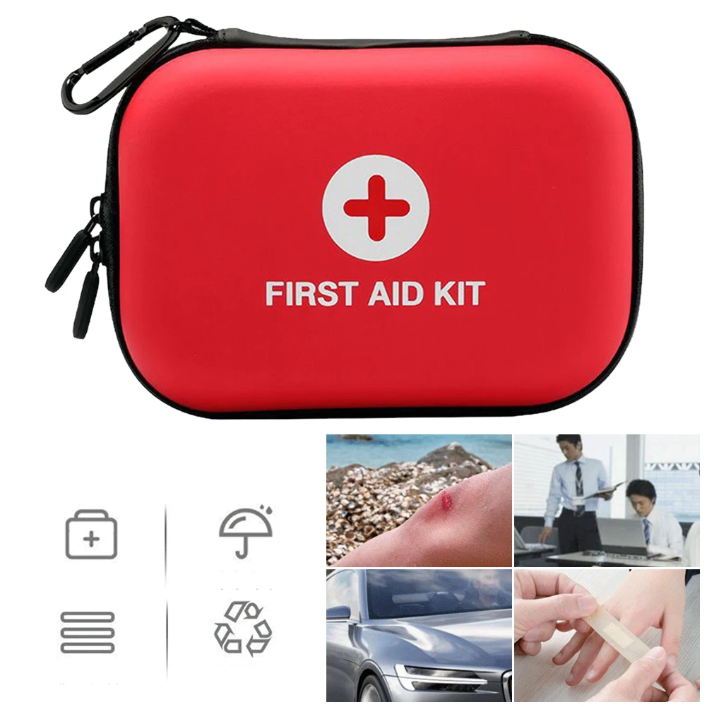 First Aid Kit Bag Empty First Aid Storage Box First Aid Hard Case Empty Small First Aid Bag for Household Outdoor Travel Camping