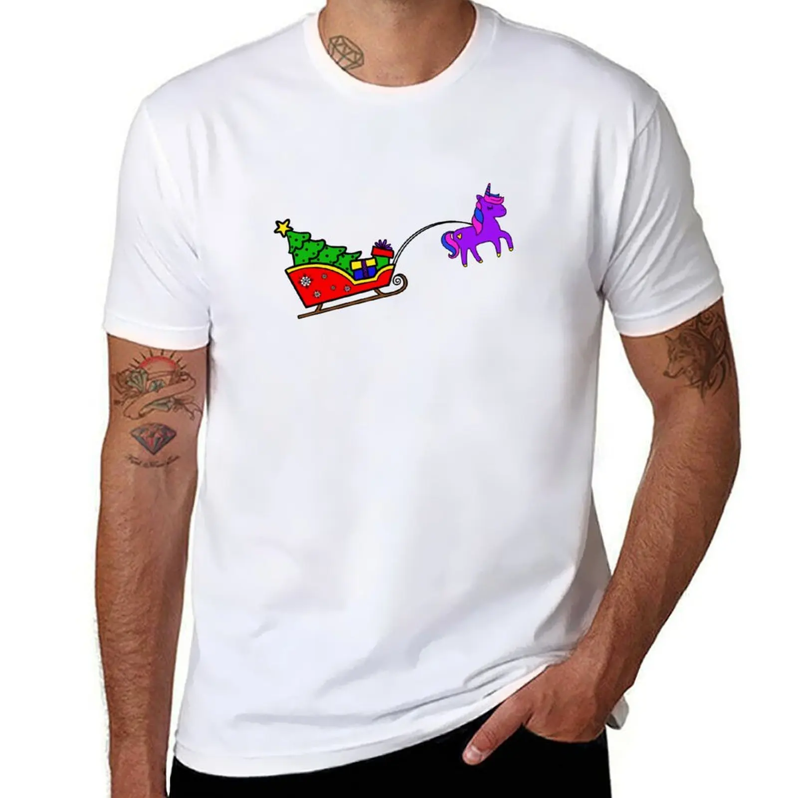 

Bisexual Unicorn Christmas Sleigh T-Shirt blacks plus sizes oversize t-shirts man mens fashion