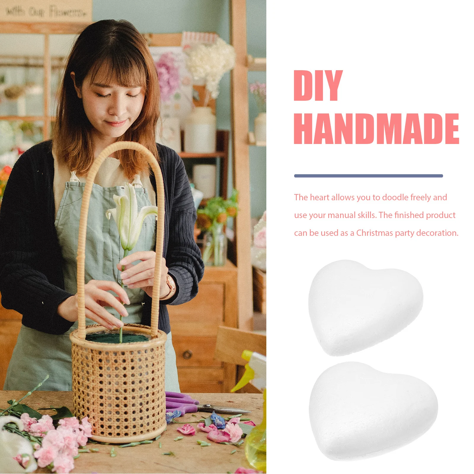 

2Pcs Heart Shaped Foam Models for DIY Crafts Easy to Use White Foam Craft for Wedding Party Decor Handmade Painting Projects