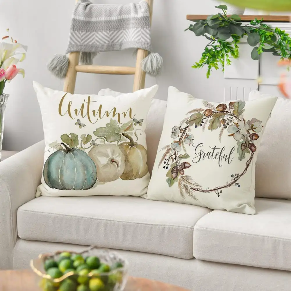 Decorative Pillowcase Thanksgiving Pumpkin Farmhouse Pillowcase Cushion Cover Soft Wear Resistant Fall Decor Pillow for Cozy