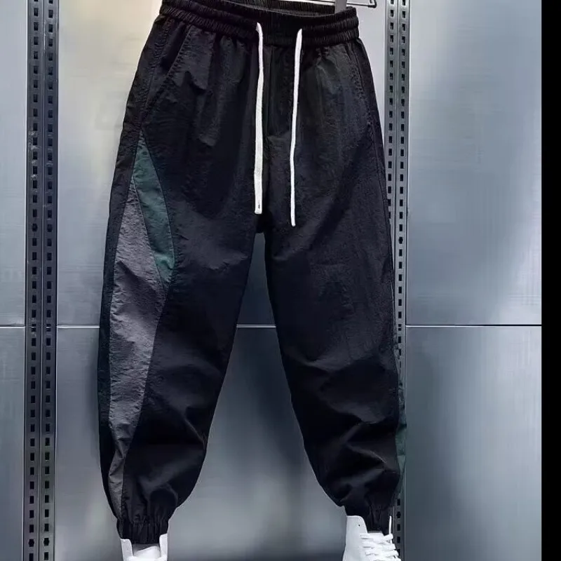 2024 Straight Wide Leg Jogger Pants For Men's Summer Thin And Quick Drying Loose And Hanging Sports And Casual Mens Fashion