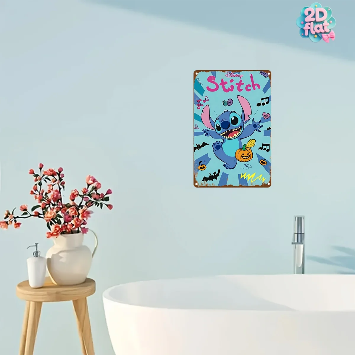 لوحة فنية جدارية معدنية مسطحة ثنائية الأبعاد، قطعة واحدة - لافتة زخرفية حديدية مرخصة رسميًا، مقاس 8 × 12 بوصة، تصميم كرتوني نابض بالحياة مع Mus #6