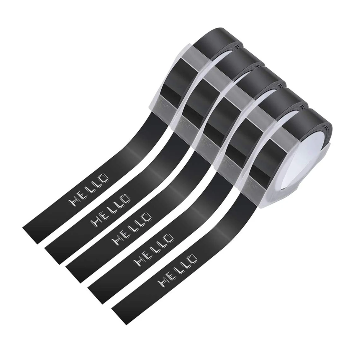 Nastro per etichette da 5 pezzi per etichette in rilievo 3D da 12mm, bianco su nero per DM1595 Organizer Xpress Pro