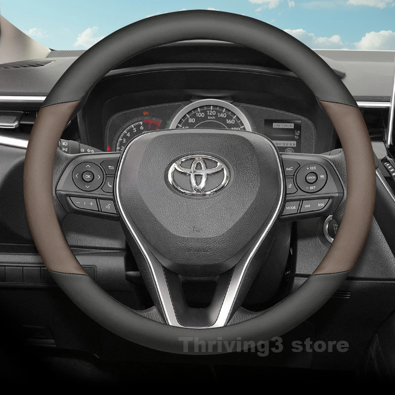 

Leather Car Steering Wheel Cover For Toyota Corolla Yaris Cross RAV4 Camry Prius Roomy Highlander Auto interior Accessories 2025