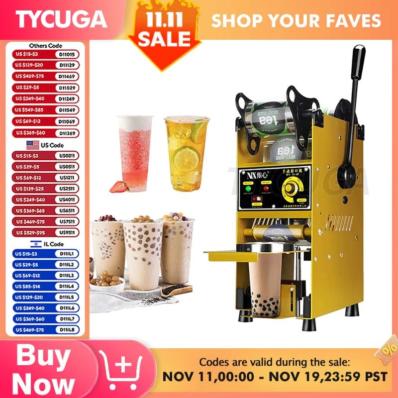 Cup Drink Sealing Machine Milk Tea Shop Sealing Machine Semi-Automatic Commercial Coffee Juice Soy Milk Drink Heat Sealer 220V