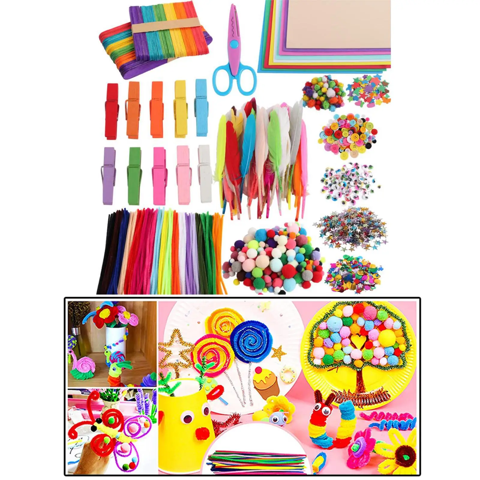 

Craft Kit Scissor Feather Sticks for Home Activities Creativity and Imagination Projects Accessories