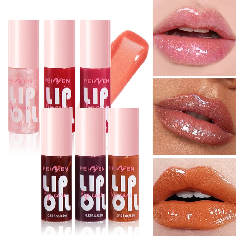 Juego de aceites para labios acuosos, brillo de labios hidratante, Reduce la línea de labios, productos para el cuidado de los labios, 6 uds.