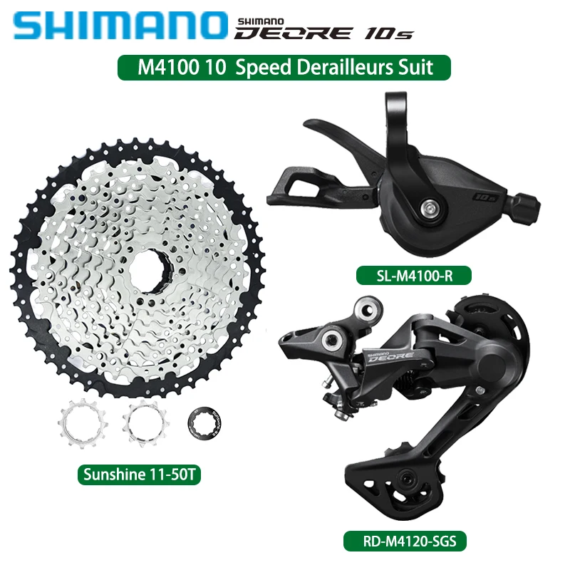 

SHIMANO DEORE M4100 10 Speed Groupset M4100 Shifter Lever Cassette Sprocket M4120 Rear Derailleur Sunshine 46/50T Original Part