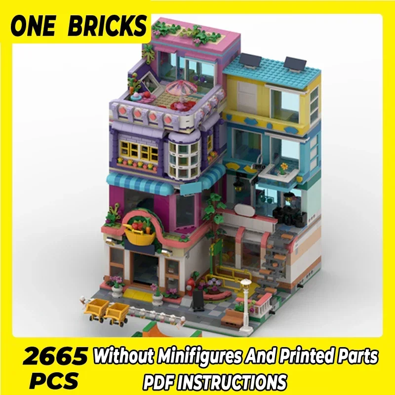 Moc-Street View Model Building Bricks para crianças, Supermercado Main Street Tecnologia, Blocos modulares, Brinquedos de montagem DIY, Gift Sets