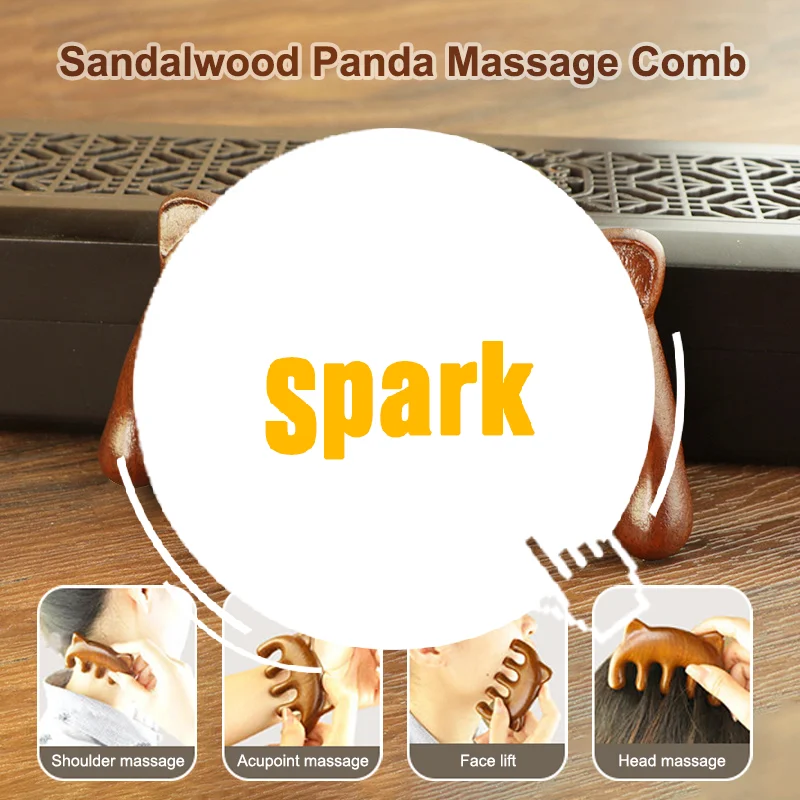 

Sandalwood Panda Massage Comb Head Meridian Scalp Comb Face Eye Shoulder Neck Scraping Treatment Hair Care Anti-static Comb