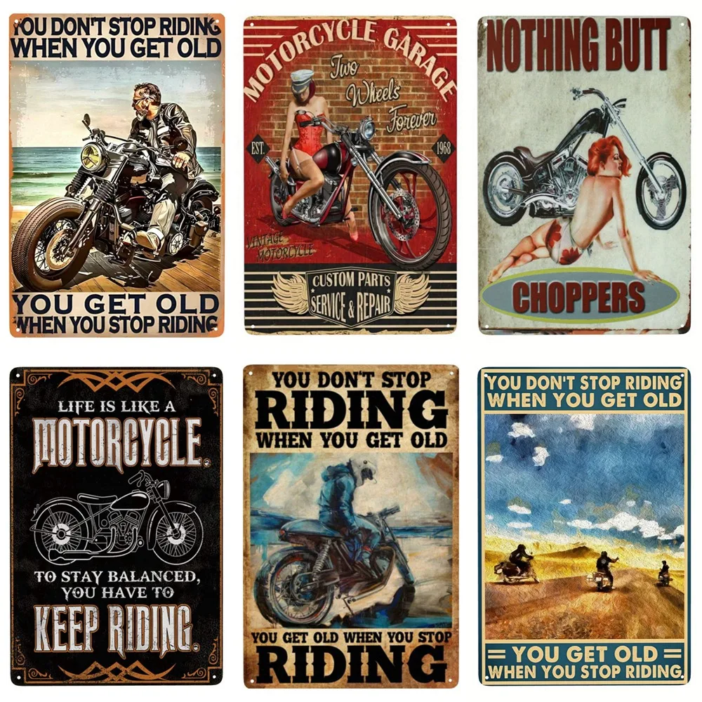 Old Bikers Plaque Hod Rod Vintage Metal Tin Signs Home Bar Garage Motorcycle Decor Car Racing Wall Art Poster Keep Riding Sign