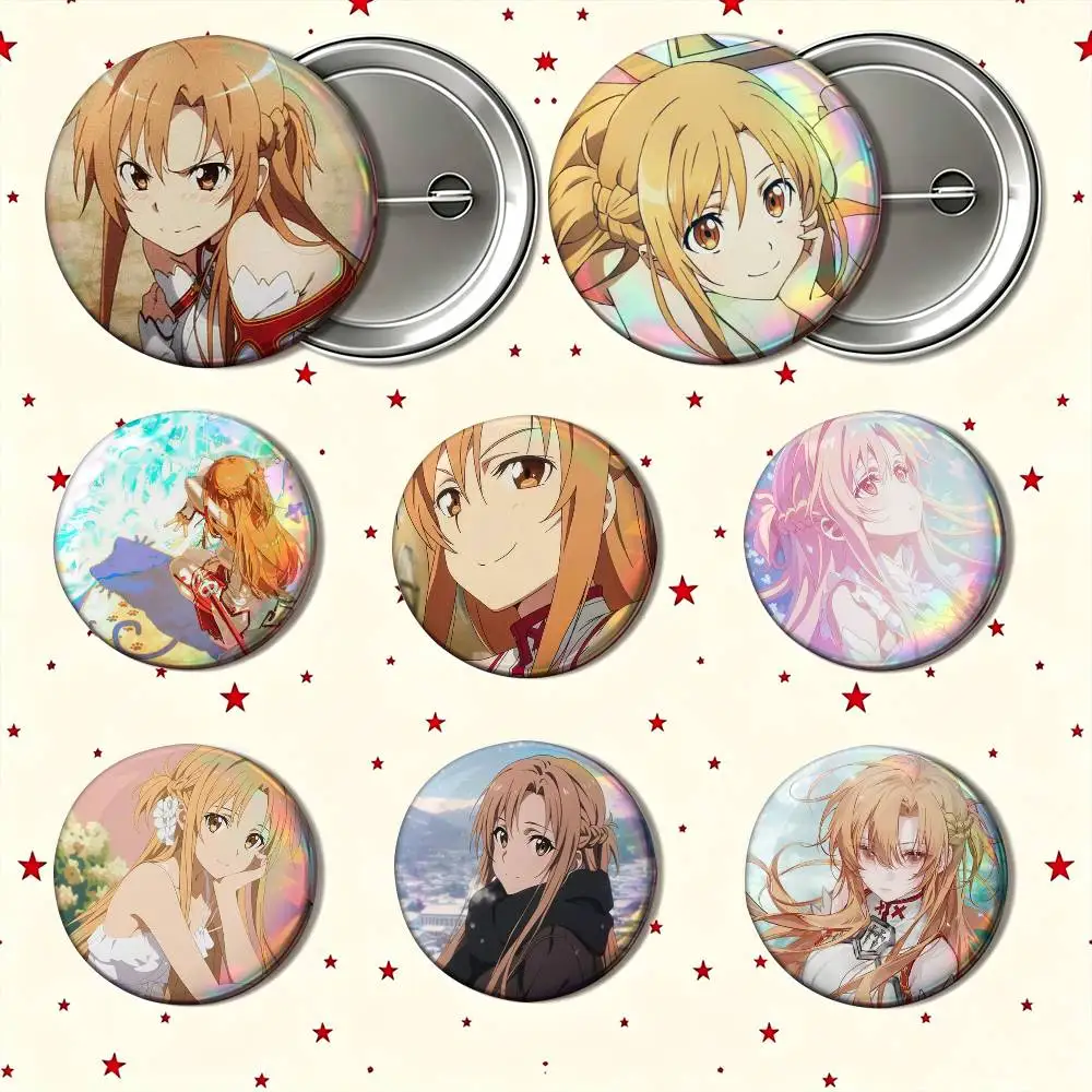 Asuna Yuuki Sword Art Online 25mm 32mm 44mm 58mm Anime Badges Brooches DIY Pins Decorations Birthday Gifts