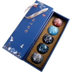 Gift Box and Five Elements Gift Box Chinese Ceramic Kung Fu Tea 5-piece Ceramic Teacup Suitable for Daily Drinking At Home