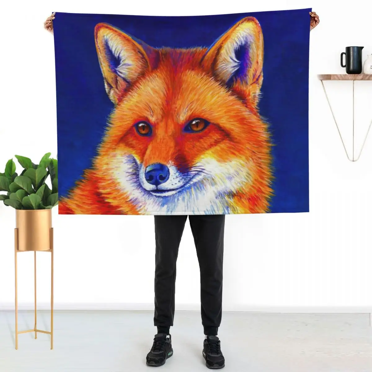 Vibrant Flame - Colorful Red Fox Throw Blanket Luxurious Soft Blanket Holiday Gift for Family