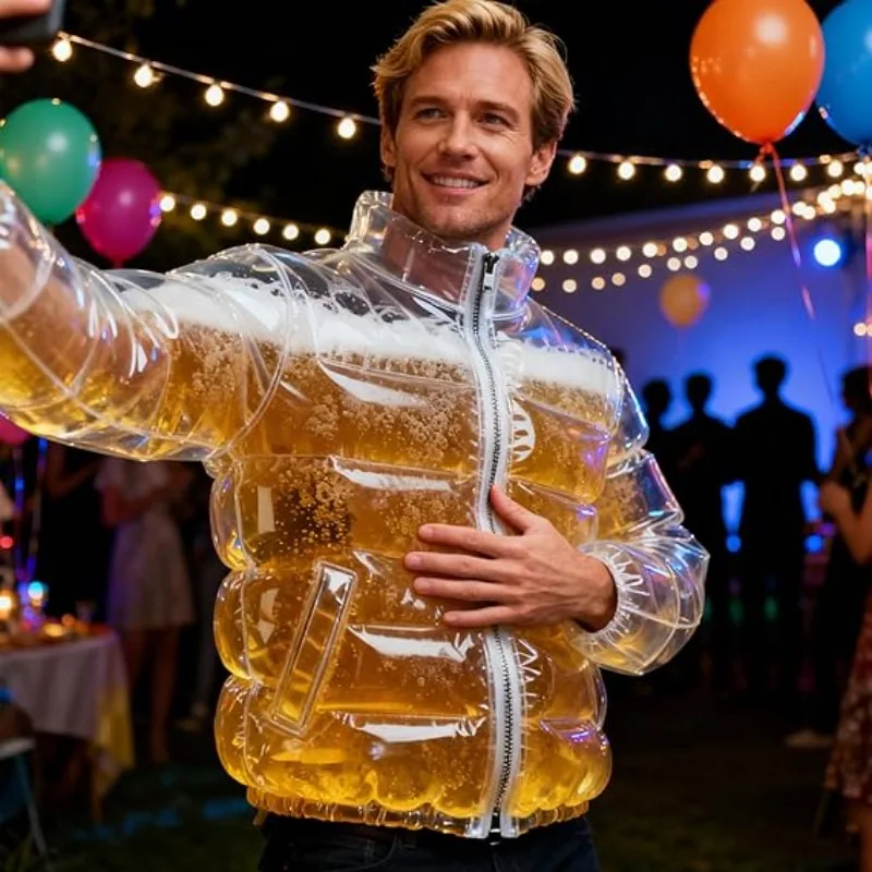 

Прозрачный герметичный жилет-охладитель для пива, для вечеринок у бассейна, фестивалей, куртка для питья пива, забавный подарок-прикол