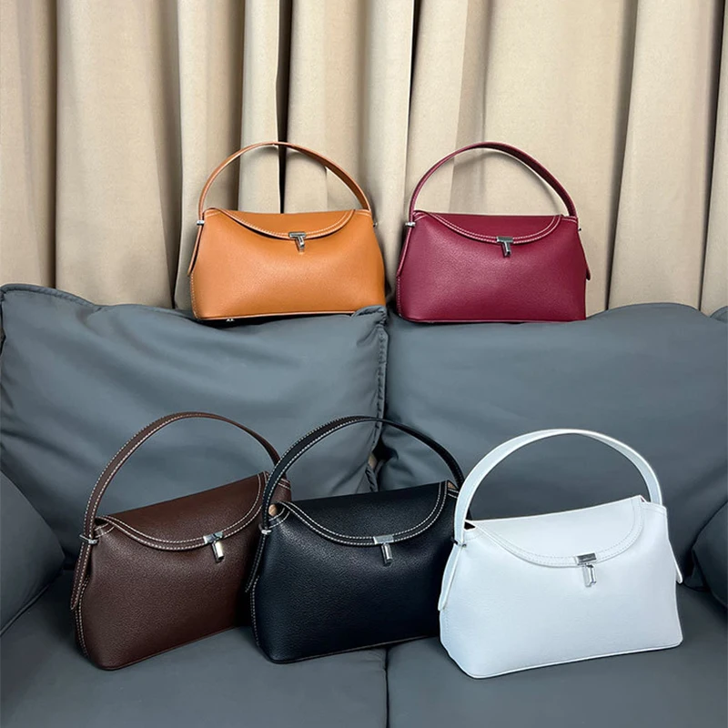 Brand T-lock Flap Tote Shoulder Bag Luxury Sliver Lock Handbag High-quality Leather Stitching Simple Design Versatile Tote Bag