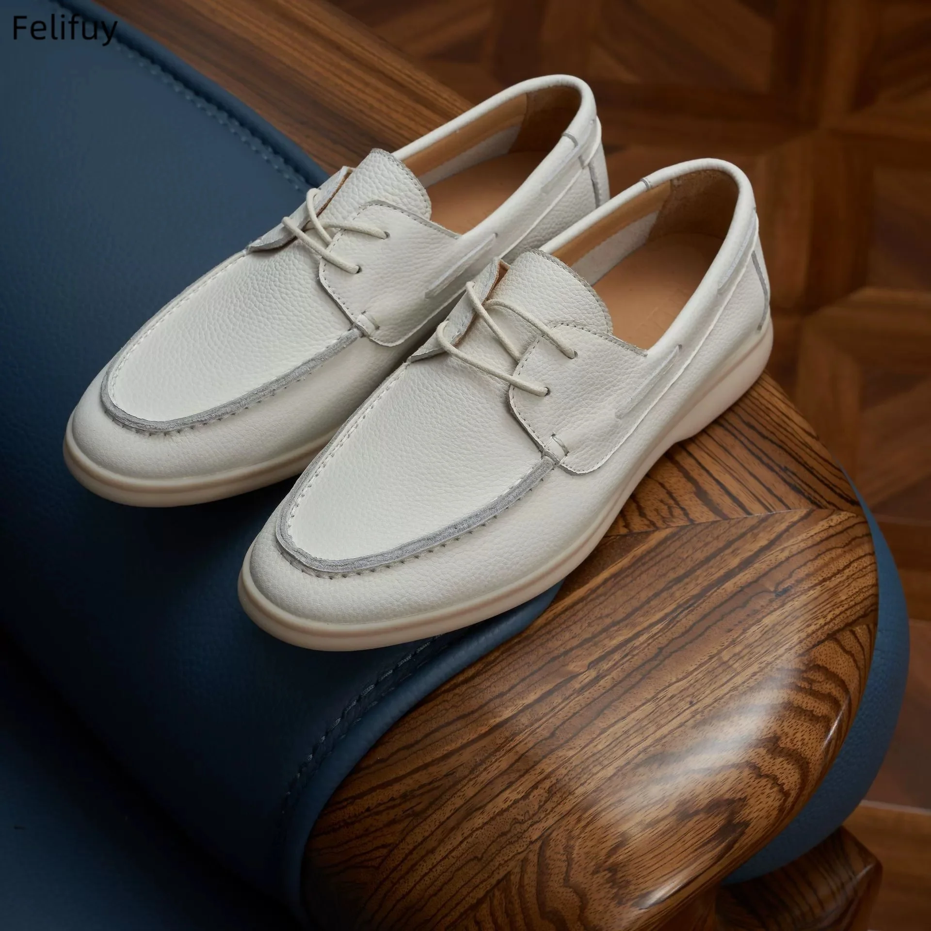 

Мужские туфли ручной работы из натуральной кожи на шнуровке, мягкие, дышащие, винтажные, повседневные, модные, на плоской подошве, с круглым носком.