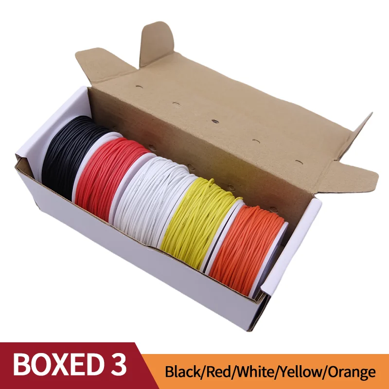 Super Soft Copper Wire Box (5 Colors Mix Kit) Heat Resistant Flexible Silicone 30/28/26/24/22/20AWG Electric Tinned Copper Cable image 3