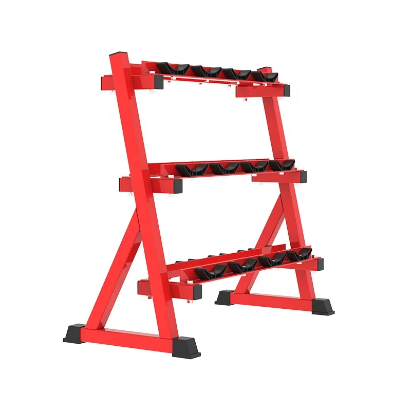 

Safety and Compact Fitness Center Dumbbell Storage Rack Metal Vertical Multiple Tiers