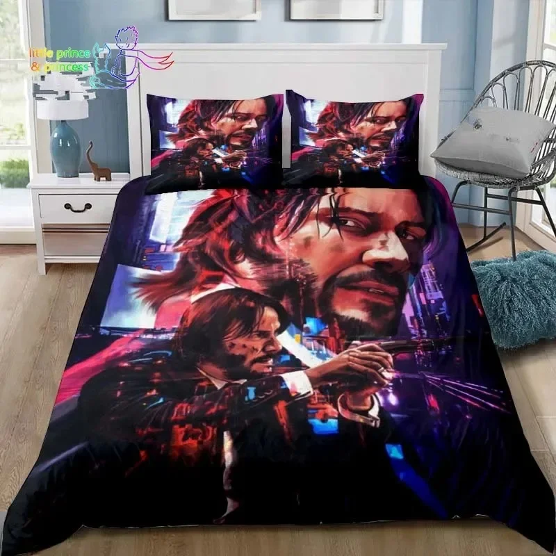 Thriller Film John Wick Bedding Set Single Twin Full Queen King Size Bed Set Adult Kid Bedroom Bedding Gift