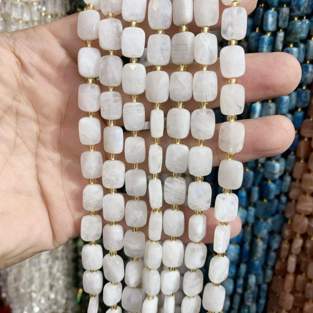 Natural Colored Fluorite square cutting surface 8x10mm moon stone  sunstone Loose Bead DIY  Necklace Bracelet Jewelry Making
