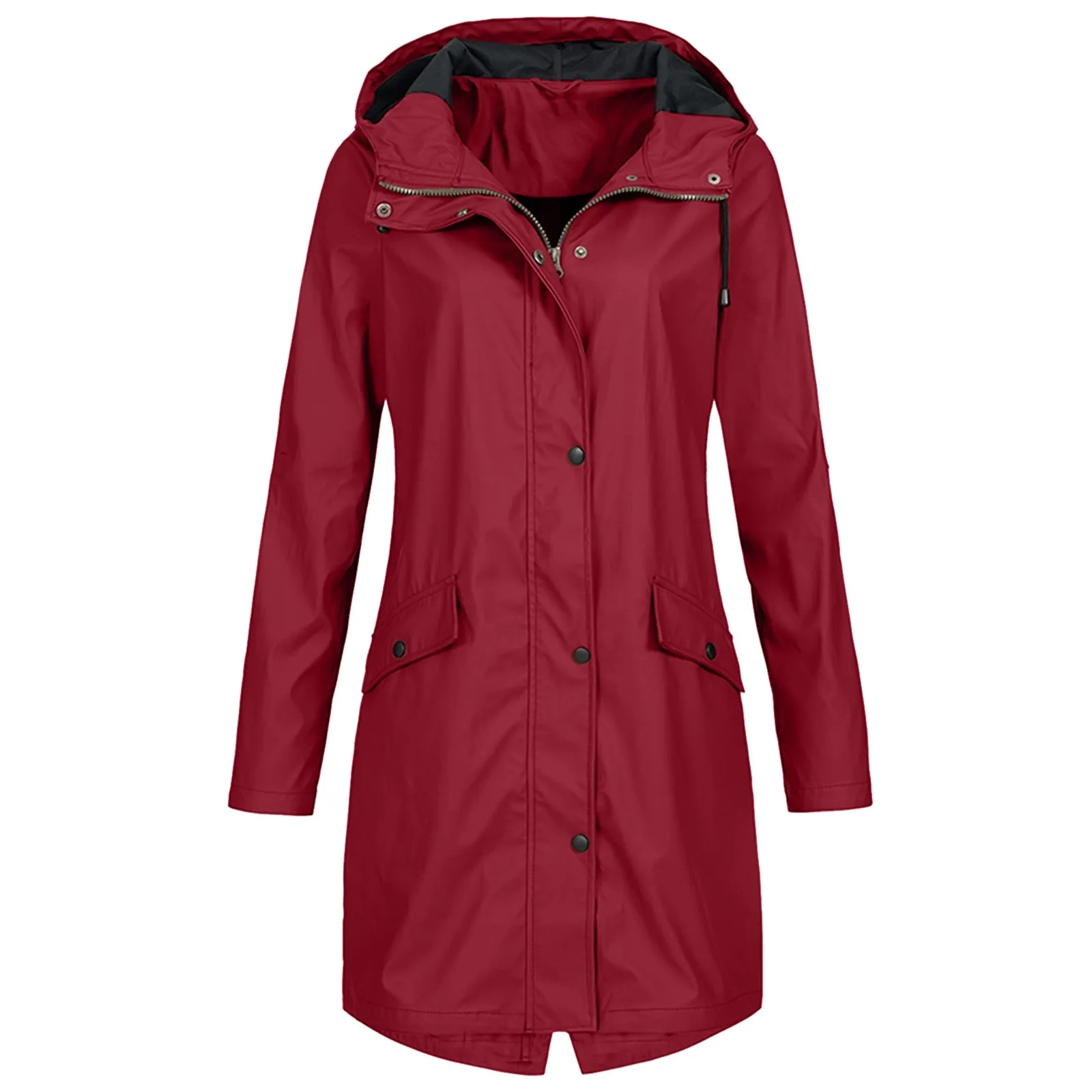 Dames Herfst Winter Lange Winddichte Warme Jas Zeven Kleuren Zeven Meter Effen Kleur Mode Windjack Outdoor Hardshell Jack