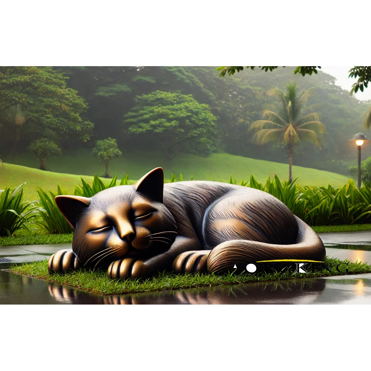 Metal  Sitting Cat Statue Cast Bronze Cat Sculpture Garden Indoor Decor Custom Size