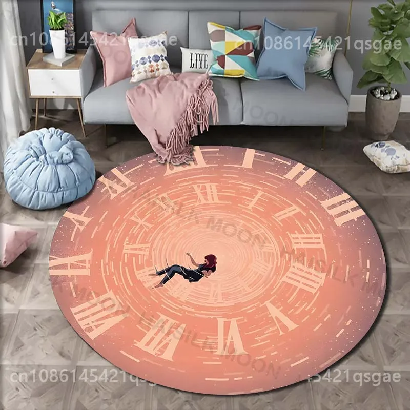 Multiple sizes Falling into time vortex Print Round Carpet for Living Room Bedroom Sofa Table Floor Mat Area Rug Luxury Gift