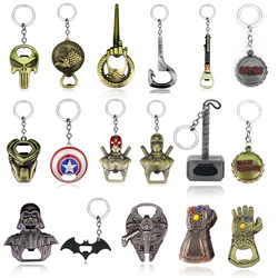 Disney Super Hero Marvel Keychain Toy Avengers Iron Man Spiderman Hulk Captain America Hammer Of Thor Bottle Opener Key Pendant