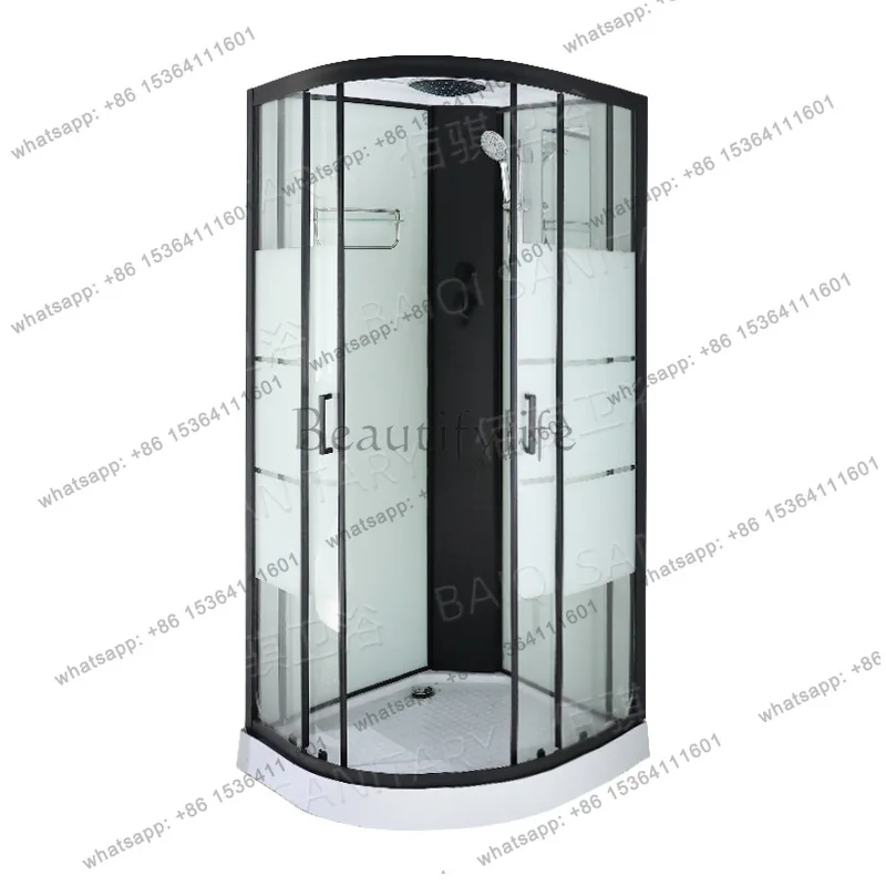 

Integrated fan shower room wet and dry separation glass partition bathroom sink integrated cabinet