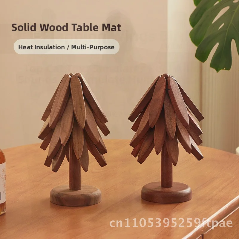 

Acacia Wood Heat Insulation Mat Solid Color Creative Decoration Dining Table Anti-Hot Pad Chinese Style Dish Coaster Bowl Pot