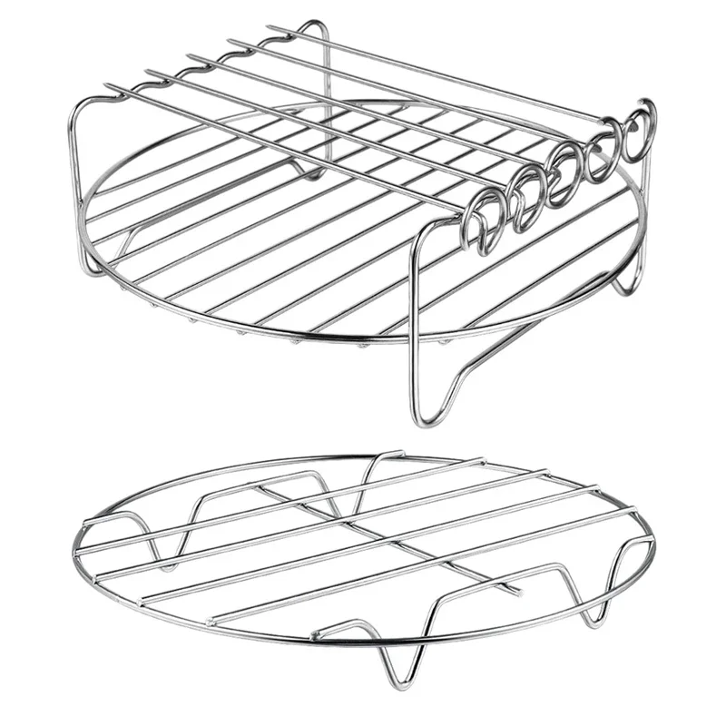 Multi-purpose double layer rack set with skewers, for air Frier accessories, XL power air Frier, two