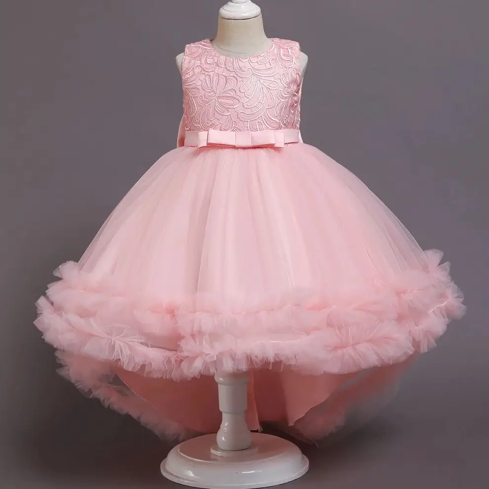 

Платья принцессы с сетчатым подолом для девочек, розовое платье с цветочным узором для девочек, пышное платье на Рождество, день рождения